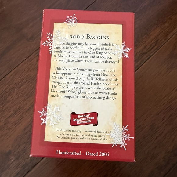 Frodo Baggins Lord of the Rings Hallmark Keepsake 2004 Ornament w/ Card IN BOX - Picture 4 of 4